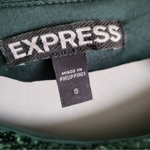 Express Dress Sequin Emerald Green Open Back Side Zip Sz 8 - Picture 11 of 11